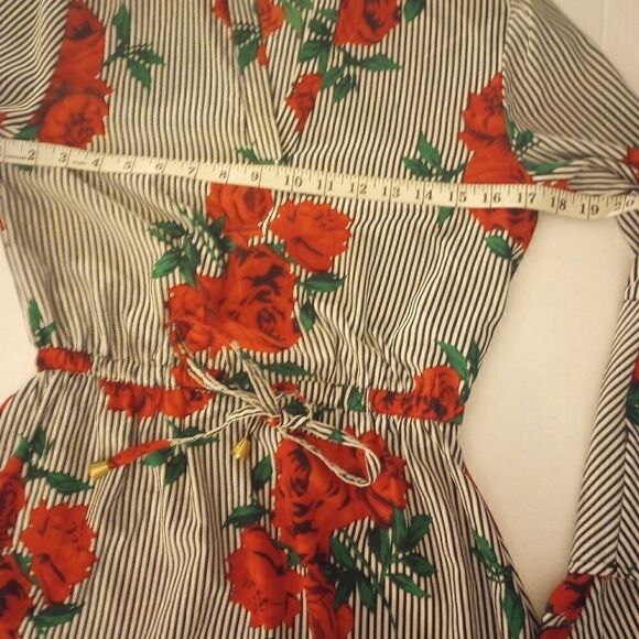 Blush striped floral tunic/mini dress with ruffle bell sleeve - Picture 10 of 11